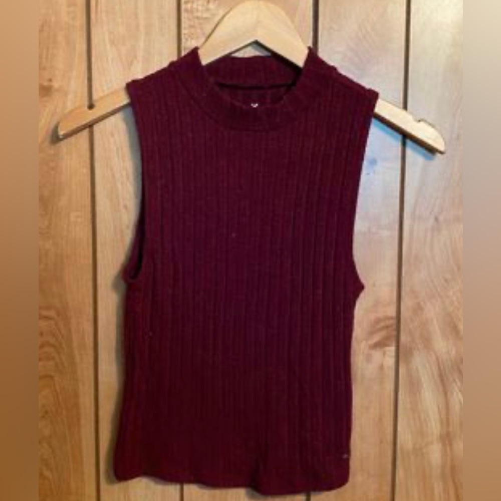American Eagle High Neck Ribbed Cropped Tank Top size XS
